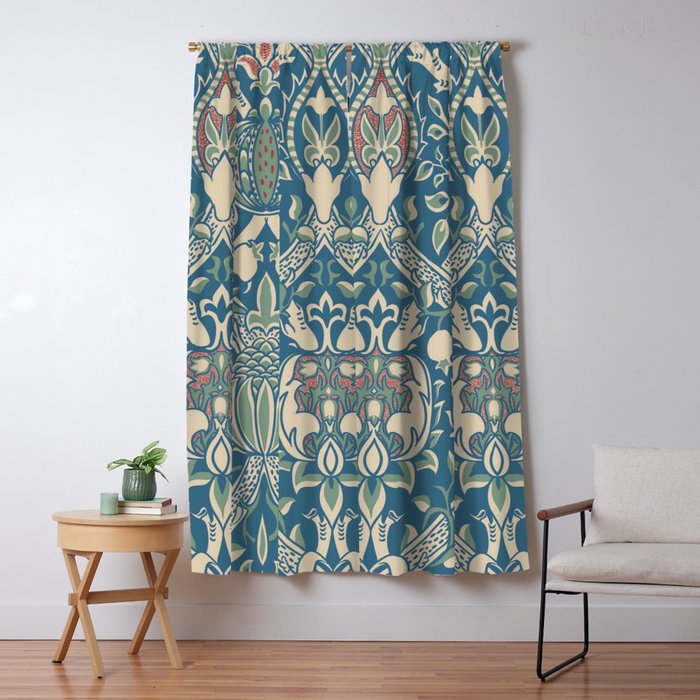 William Morris Granada Teal Blue Green Window Curtain Gallery Image 5