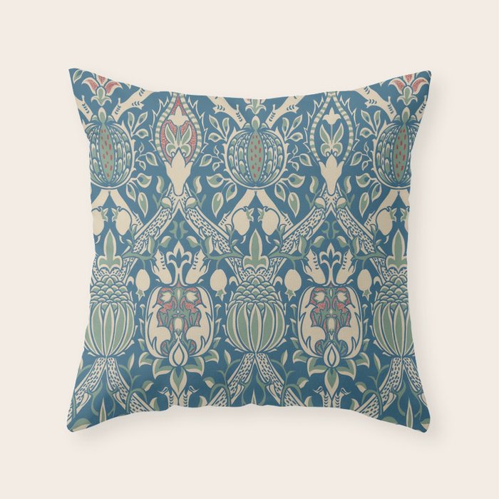 William Morris Granada Teal Blue Green Throw Pillow Gallery Image 6