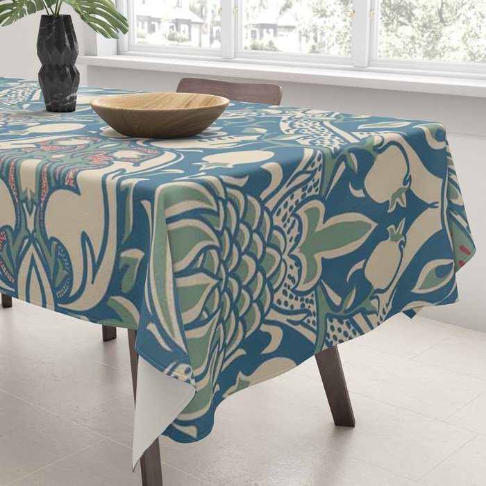 William Morris Granada Teal Blue Green Tablecloth Gallery Image 3