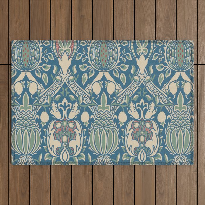 William Morris Granada Teal Blue Green Outdoor Rug Gallery Image 1