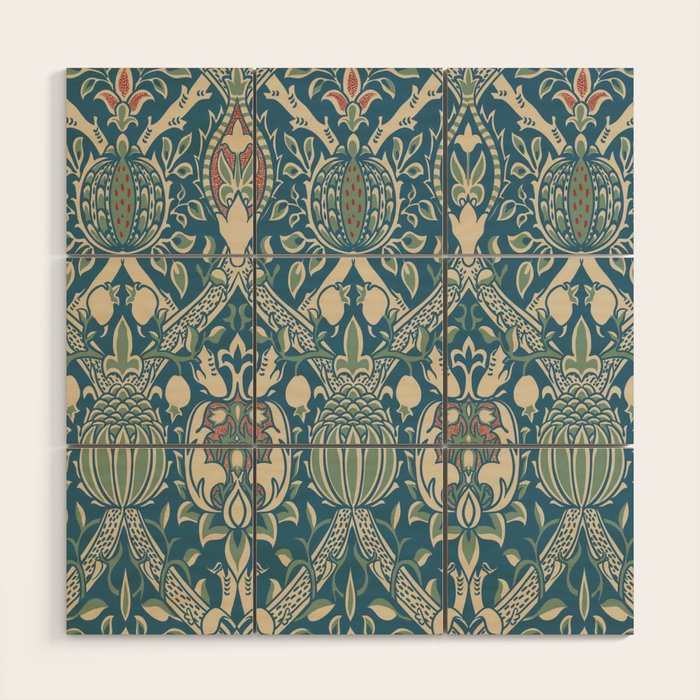William Morris Granada Teal Blue Green Wood Wall Art Gallery Image 1