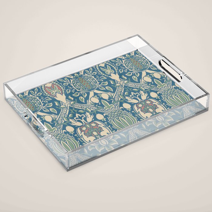 William Morris Granada Teal Blue Green Acrylic Tray Gallery Image 1