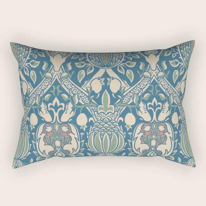 William Morris Granada Teal Blue Green Rectangular Pillow Gallery Image 1