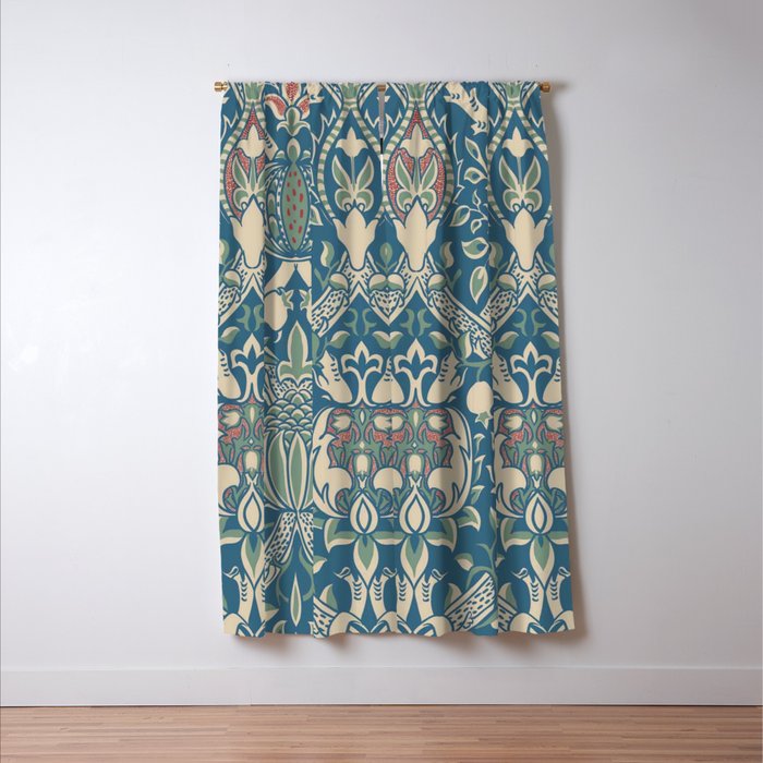 William Morris Granada Teal Blue Green Window Curtain Gallery Image 3