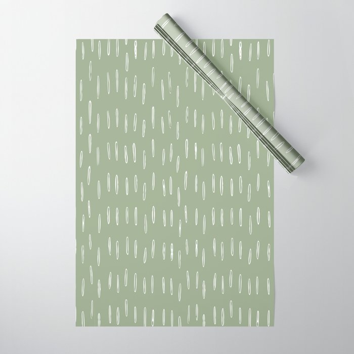 Raindrop Boho Abstract Pattern, Sage Green Wrapping Paper Gallery Image 1