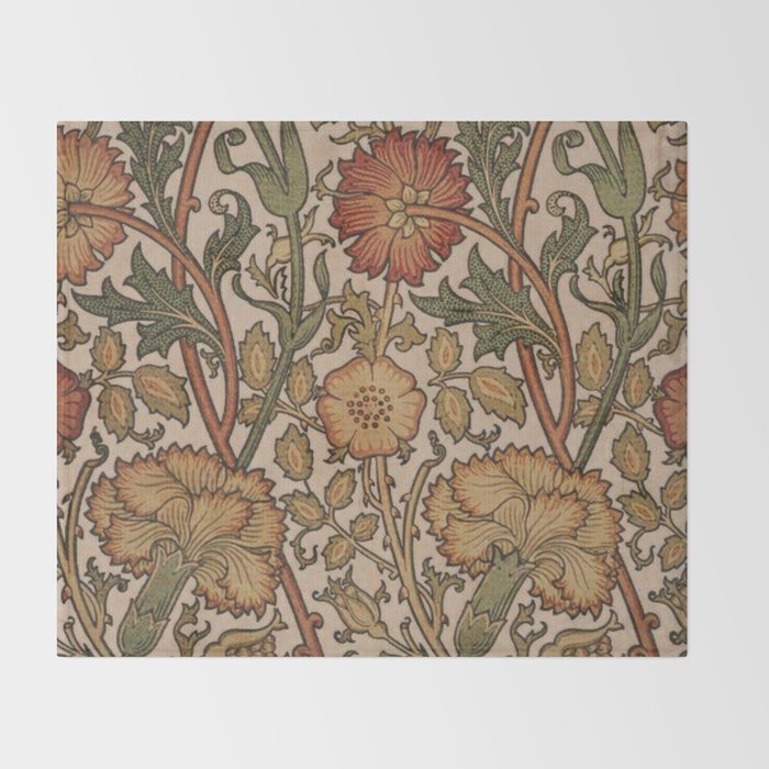 William Morris Rose and Rose, William Morris floral design  Throw Blanket Gallery Image 2