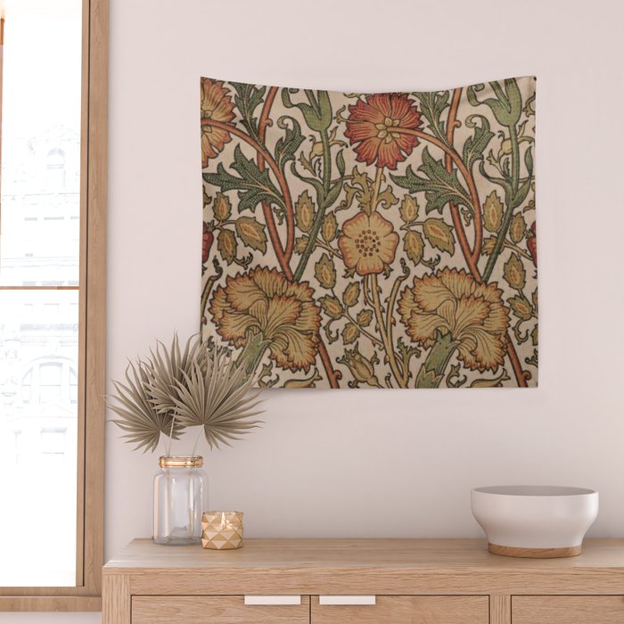 William Morris Rose and Rose, William Morris floral design  Wall Tapestry Gallery Image 2