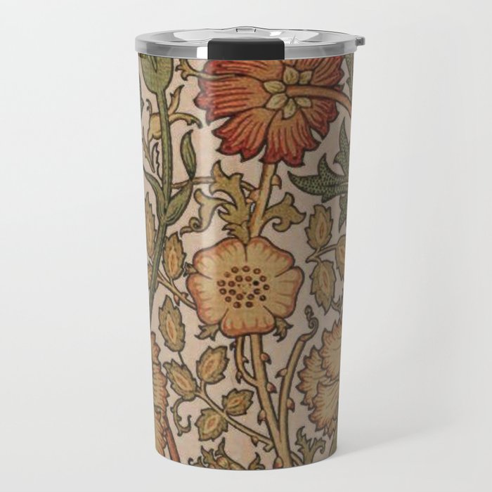 William Morris Rose and Rose, William Morris floral design  Travel Mug Gallery Image 1