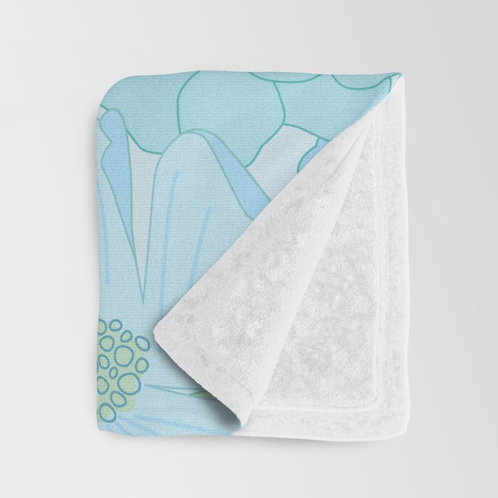 Light Blue Pastel Vintage Floral Pattern Throw Blanket Gallery Image 3