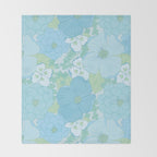 Light Blue Pastel Vintage Floral Pattern Throw Blanket Gallery Image 2