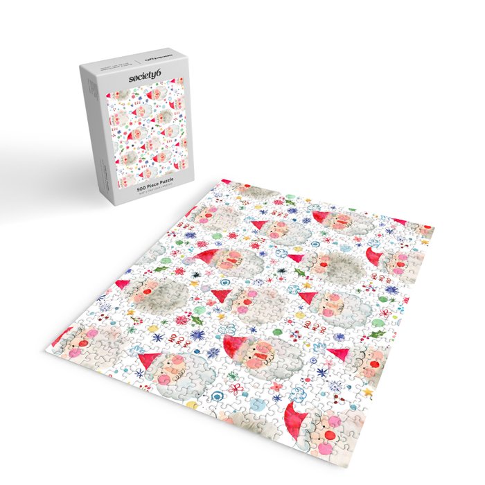Holiday 2025 Santa claus Happy cute portrait Multicolored Christmas Jigsaw Puzzle Gallery Image 2