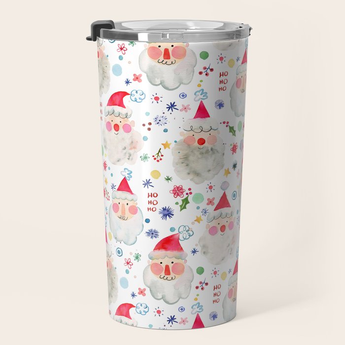 Holiday 2025 Santa claus Happy cute portrait Multicolored Christmas Travel Mug Gallery Image 3