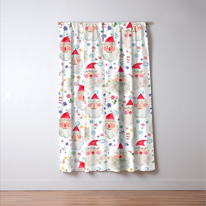 Holiday 2025 Santa claus Happy cute portrait Multicolored Christmas Window Curtain Gallery Image 3
