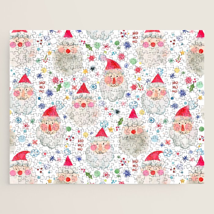 Holiday 2025 Santa claus Happy cute portrait Multicolored Christmas Jigsaw Puzzle Gallery Image 1