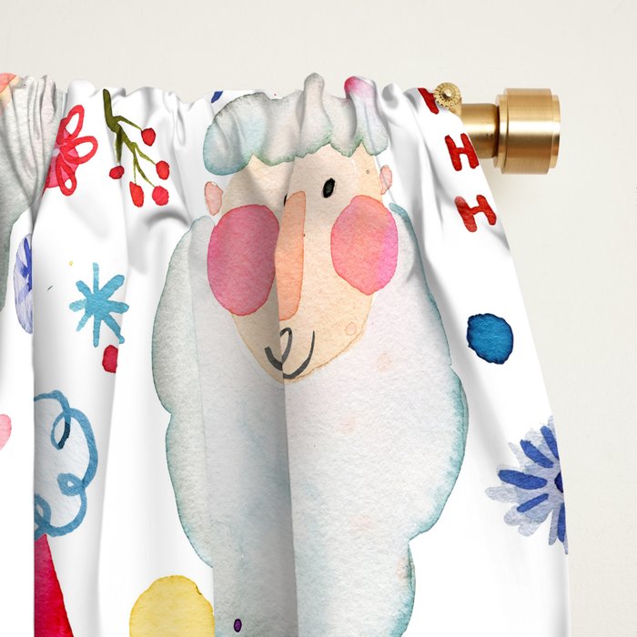 Holiday 2025 Santa claus Happy cute portrait Multicolored Christmas Window Curtain Gallery Image 2