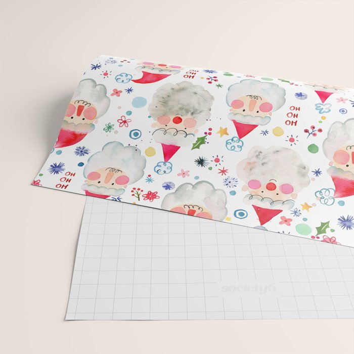 Holiday 2025 Santa claus Happy cute portrait Multicolored Christmas Wrapping Paper Gallery Image 2