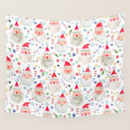 Holiday 2025 Santa claus Happy cute portrait Multicolored Christmas Wall Tapestry Gallery Image 4
