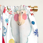 Holiday 2025 Santa claus Happy cute portrait Multicolored Christmas Window Curtain Gallery Image 2