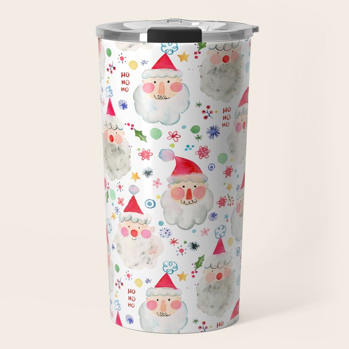 Holiday 2025 Santa claus Happy cute portrait Multicolored Christmas Travel Mug Gallery Image 1