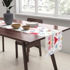 Holiday 2025 Santa claus Happy cute portrait Multicolored Christmas Table Runner Gallery Image 2