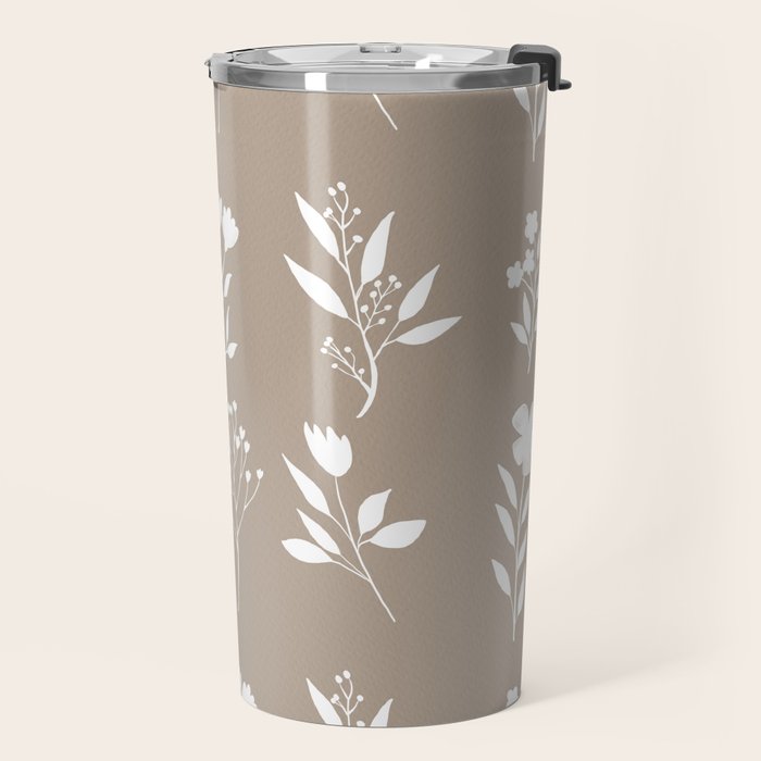 White Flower Pattern_02 Travel Mug Gallery Image 2
