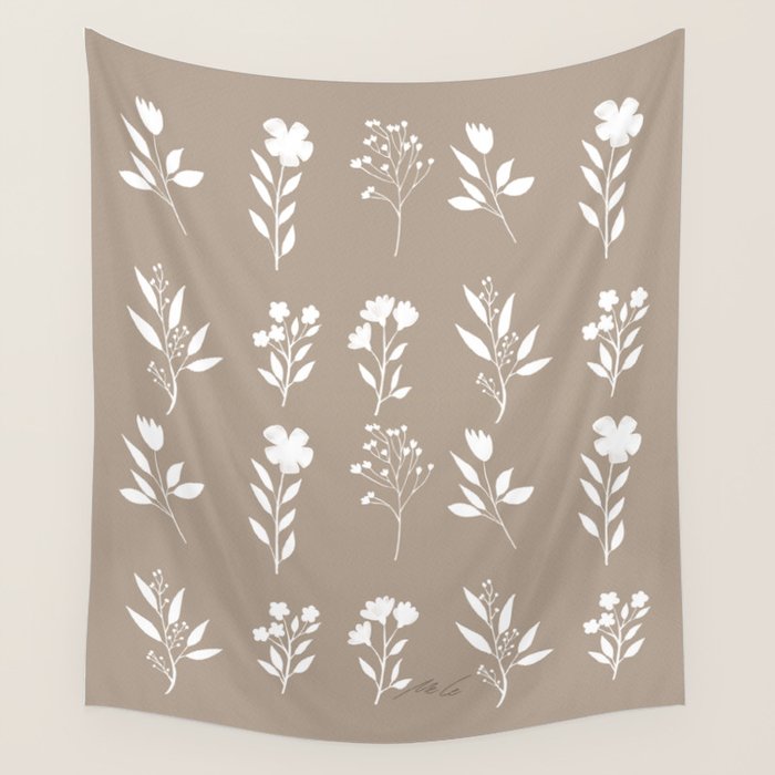 White Flower Pattern_02 Wall Tapestry Gallery Image 4