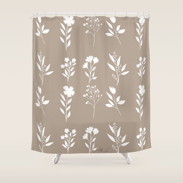 White Flower Pattern_02 Shower Curtain Gallery Image 1