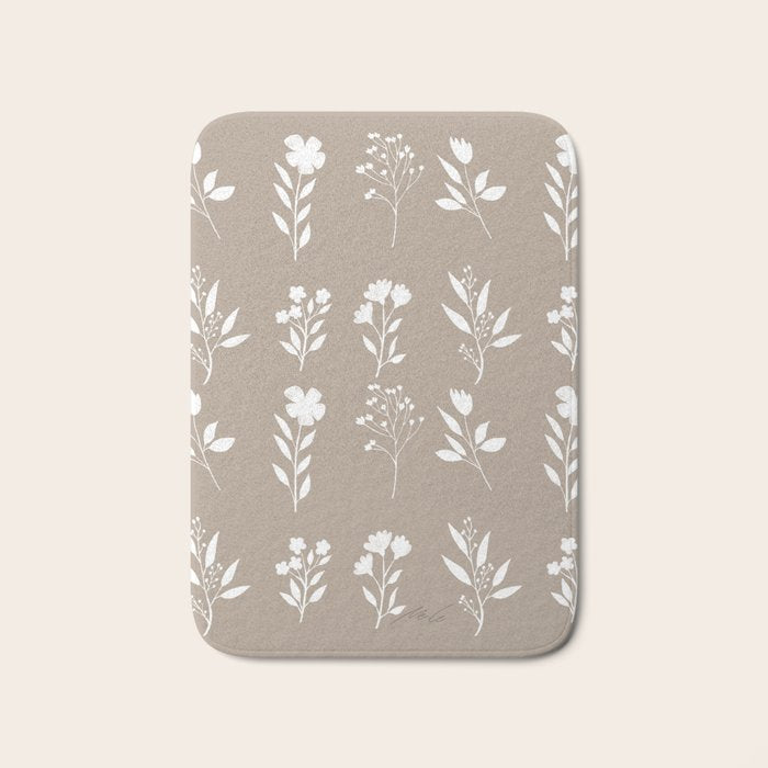 White Flower Pattern_02 Bath Mat Gallery Image 1