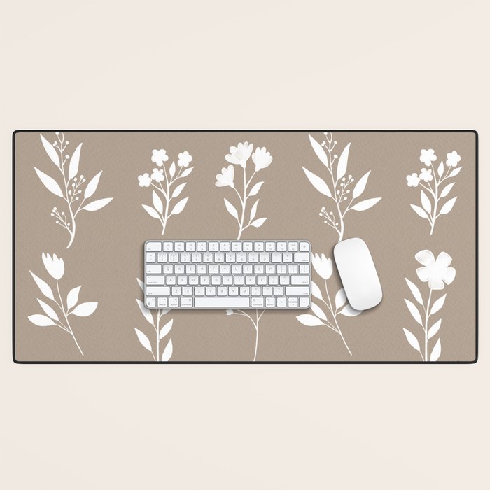 White Flower Pattern_02 Desk Mat Gallery Image 1
