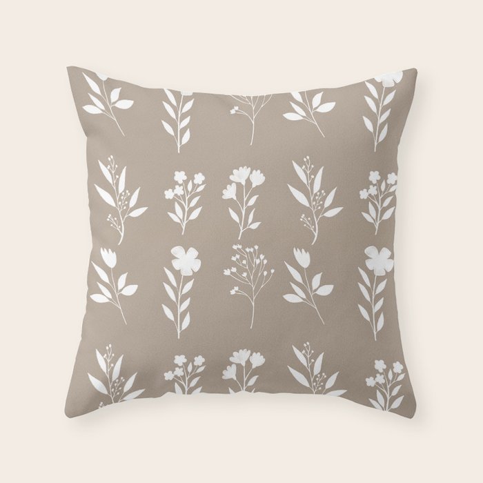 White Flower Pattern_02 Throw Pillow Gallery Image 1