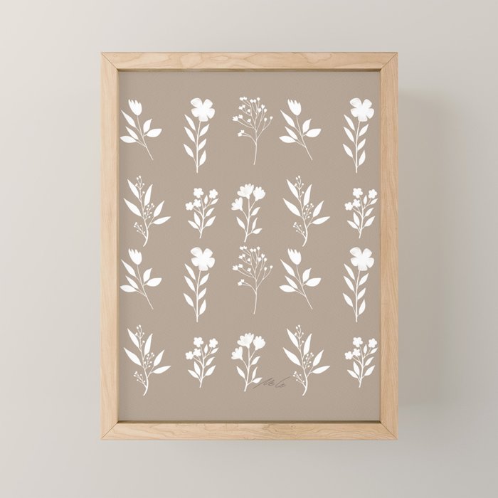 White Flower Pattern_02 Mini Art Print Gallery Image 1