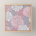 Festive, Floral Prints, Pink, White on Gray Mini Art Print Gallery Image 1