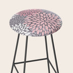 Festive, Floral Prints, Pink, White on Gray Stool Gallery Image 2
