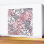 Festive, Floral Prints, Pink, White on Gray Wall Mural Gallery Image 2
