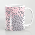 Festive, Floral Prints, Pink, White on Gray Coffee Mug Gallery Image 1