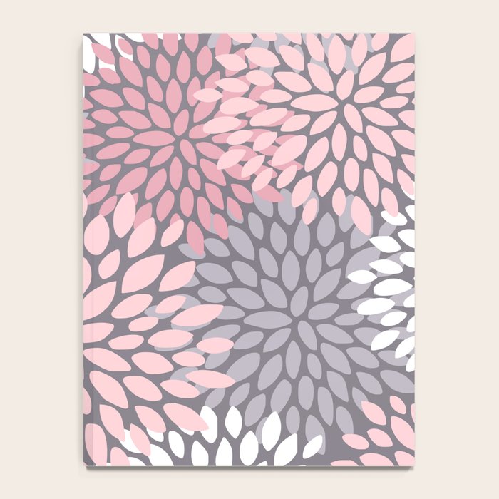Festive, Floral Prints, Pink, White on Gray Notebook Gallery Image 4