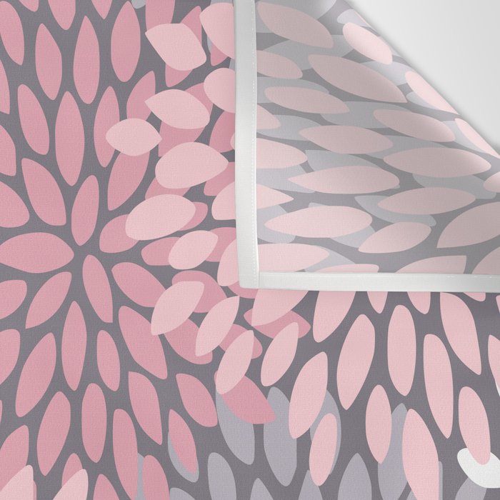 Festive, Floral Prints, Pink, White on Gray Wall Tapestry Gallery Image 3