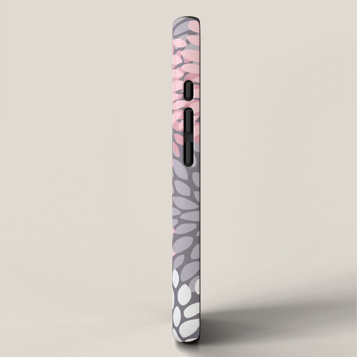 Festive, Floral Prints, Pink, White on Gray iPhone Case Gallery Image 2