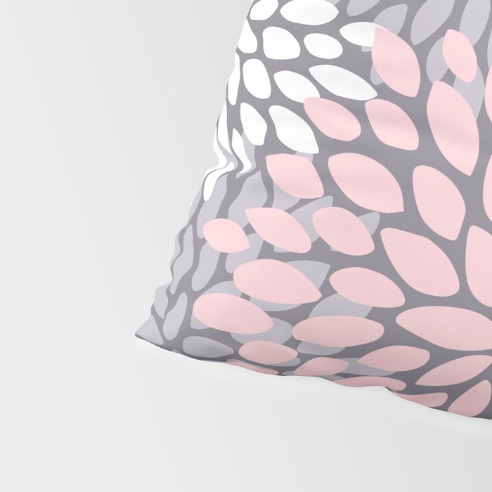 Festive, Floral Prints, Pink, White on Gray Pillow Sham Gallery Image 4