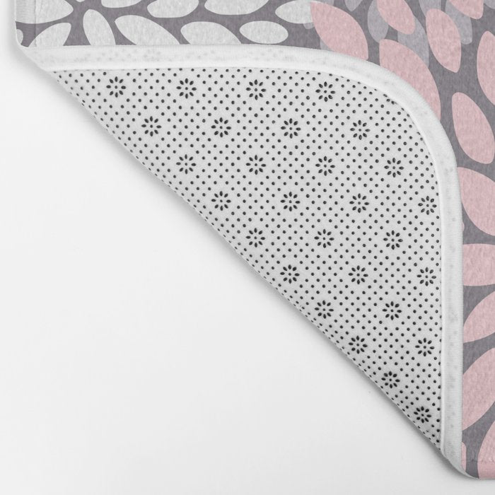 Festive, Floral Prints, Pink, White on Gray Bath Mat Gallery Image 2