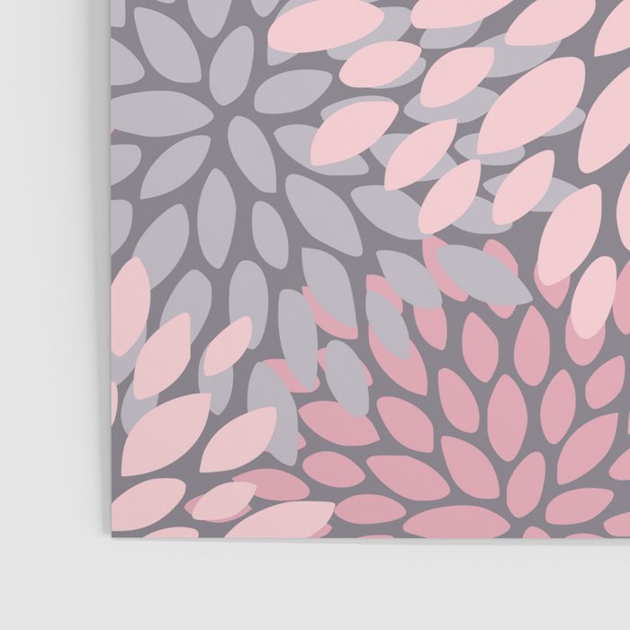 Festive, Floral Prints, Pink, White on Gray Poster Gallery Image 3