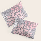 Festive, Floral Prints, Pink, White on Gray Pillow Sham Gallery Image 3