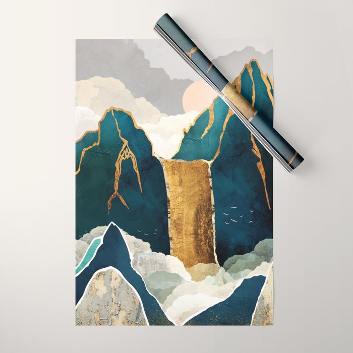 Golden Waterfall Wrapping Paper Gallery Image 1