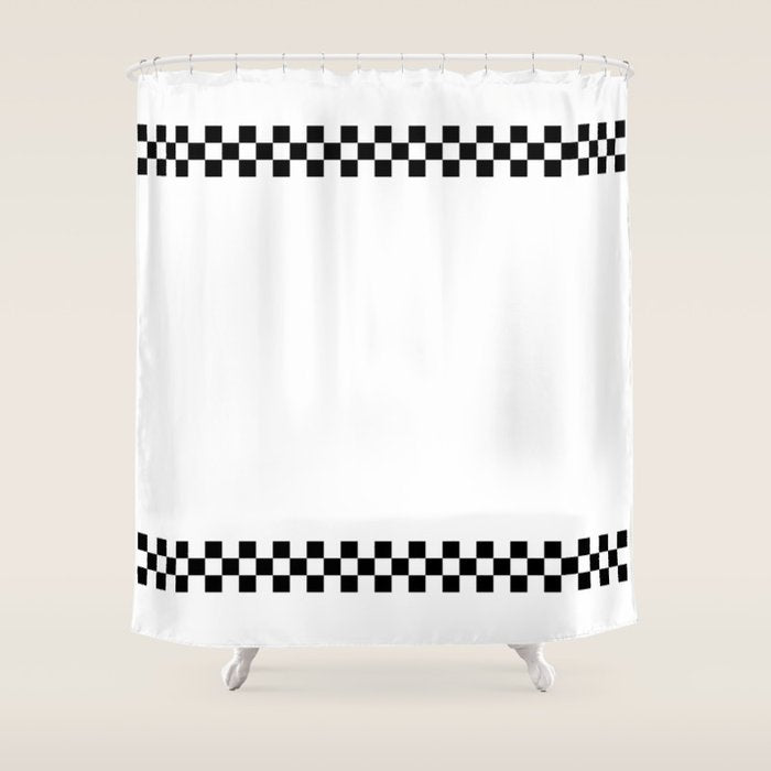 White and Black Chessboard Striped Pattern  Throw Pillows Home Decor and More Shower Curtain Gallery Image 1