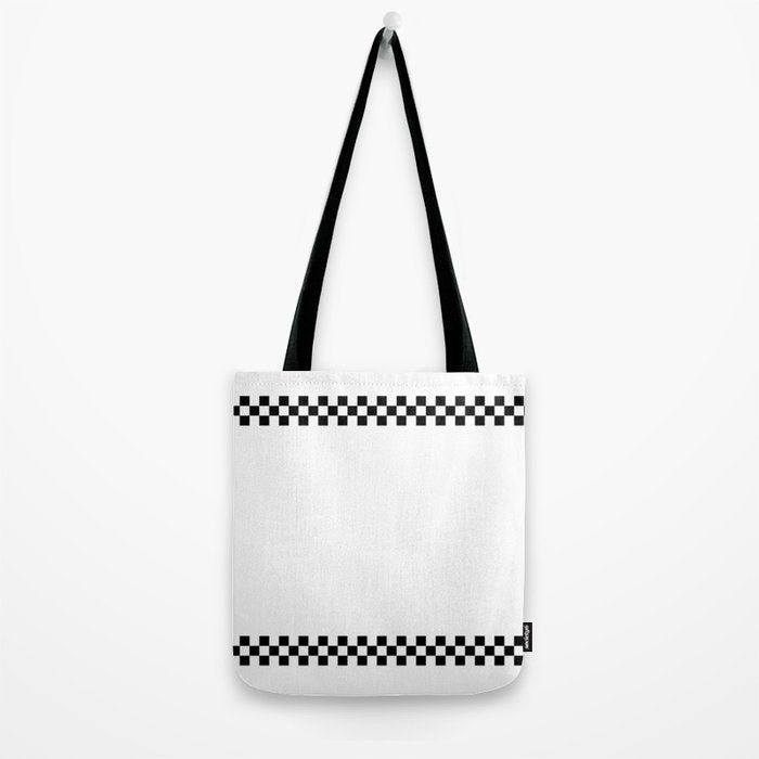 White and Black Chessboard Striped Pattern  Throw Pillows Home Decor and More Tote Bag Gallery Image 2