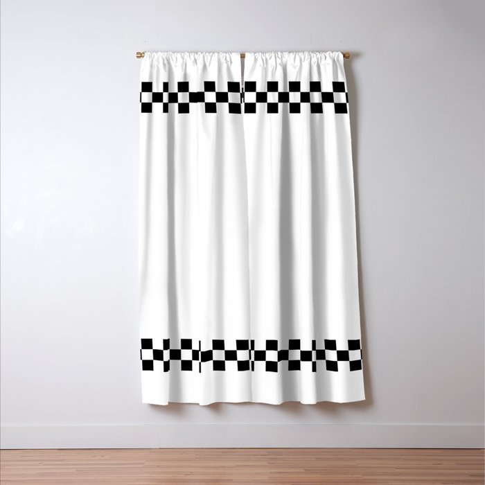 White and Black Chessboard Striped Pattern  Throw Pillows Home Decor and More Window Curtain Gallery Image 3