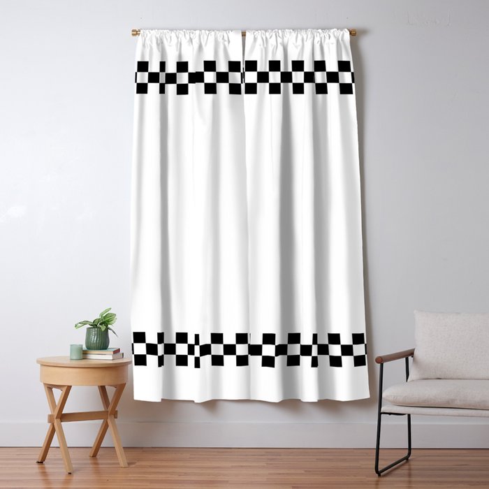 White and Black Chessboard Striped Pattern  Throw Pillows Home Decor and More Window Curtain Gallery Image 1