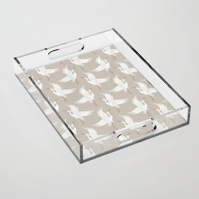 Cranes Neutral Acrylic Tray Gallery Image 1