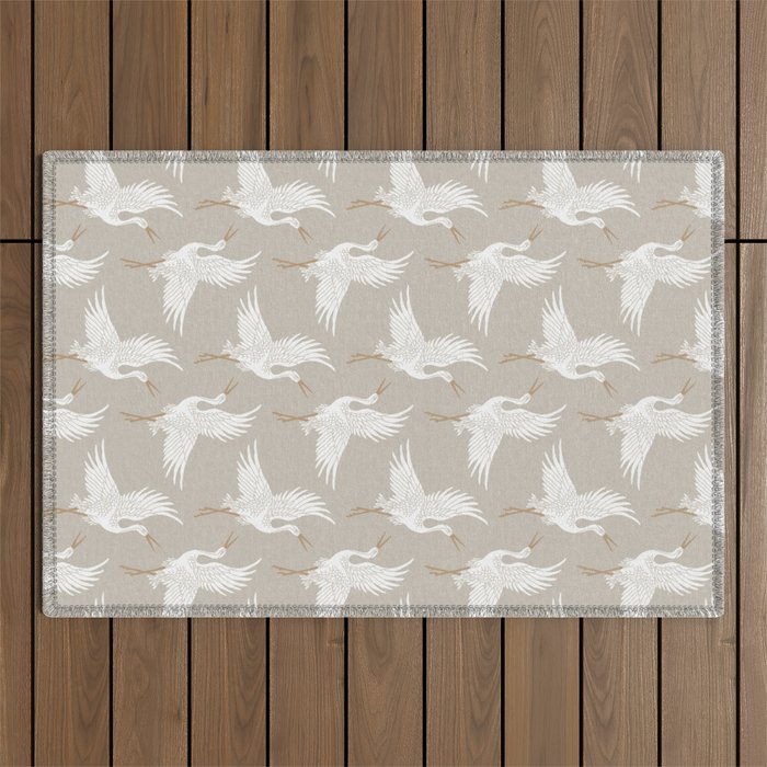 Cranes Neutral Outdoor Rug Gallery Image 1