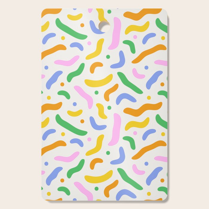 Fun colorful line doodle art pattern Cutting Board Gallery Image 1